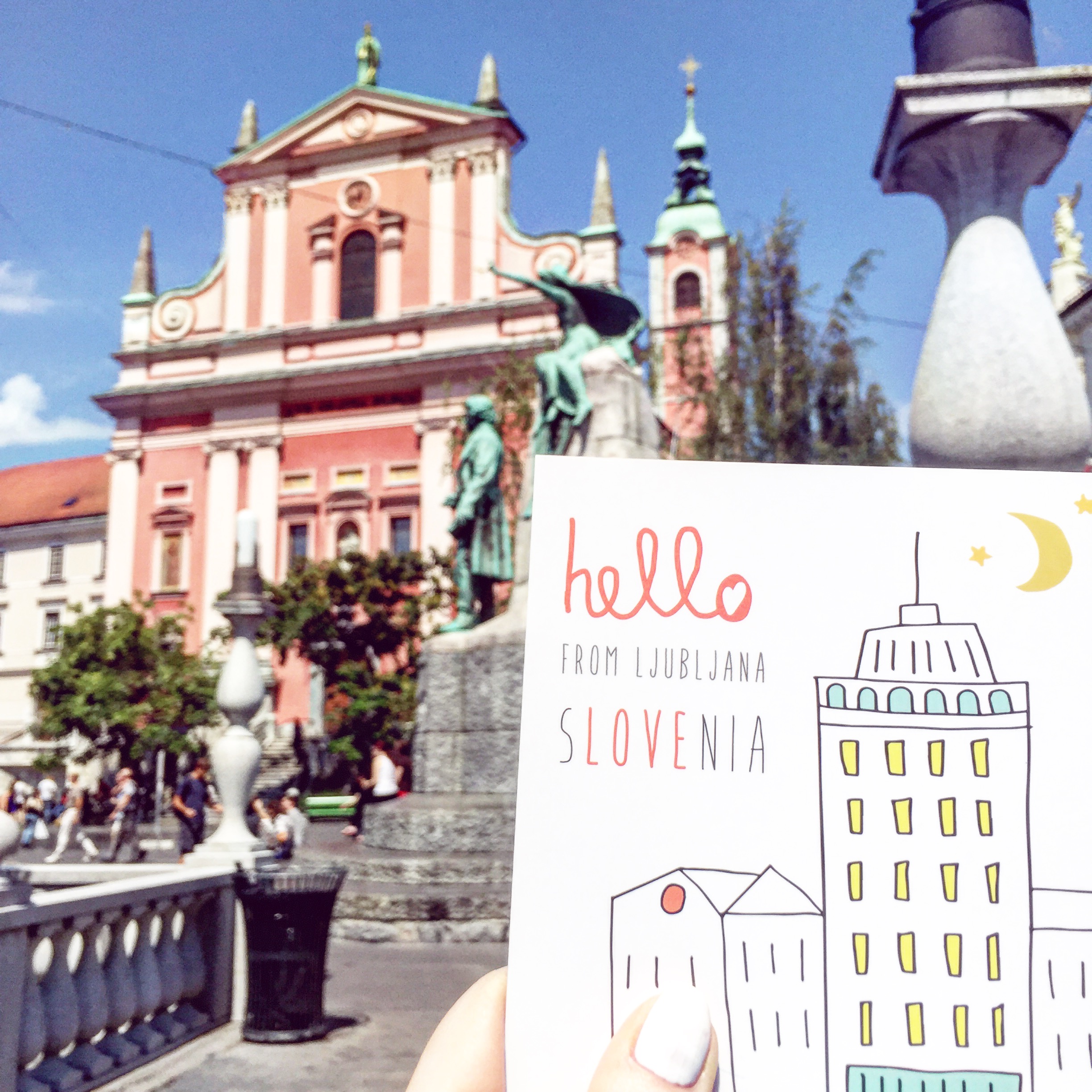 Preseren Square is the place to meet with friends in Ljubljana, Slovenia.