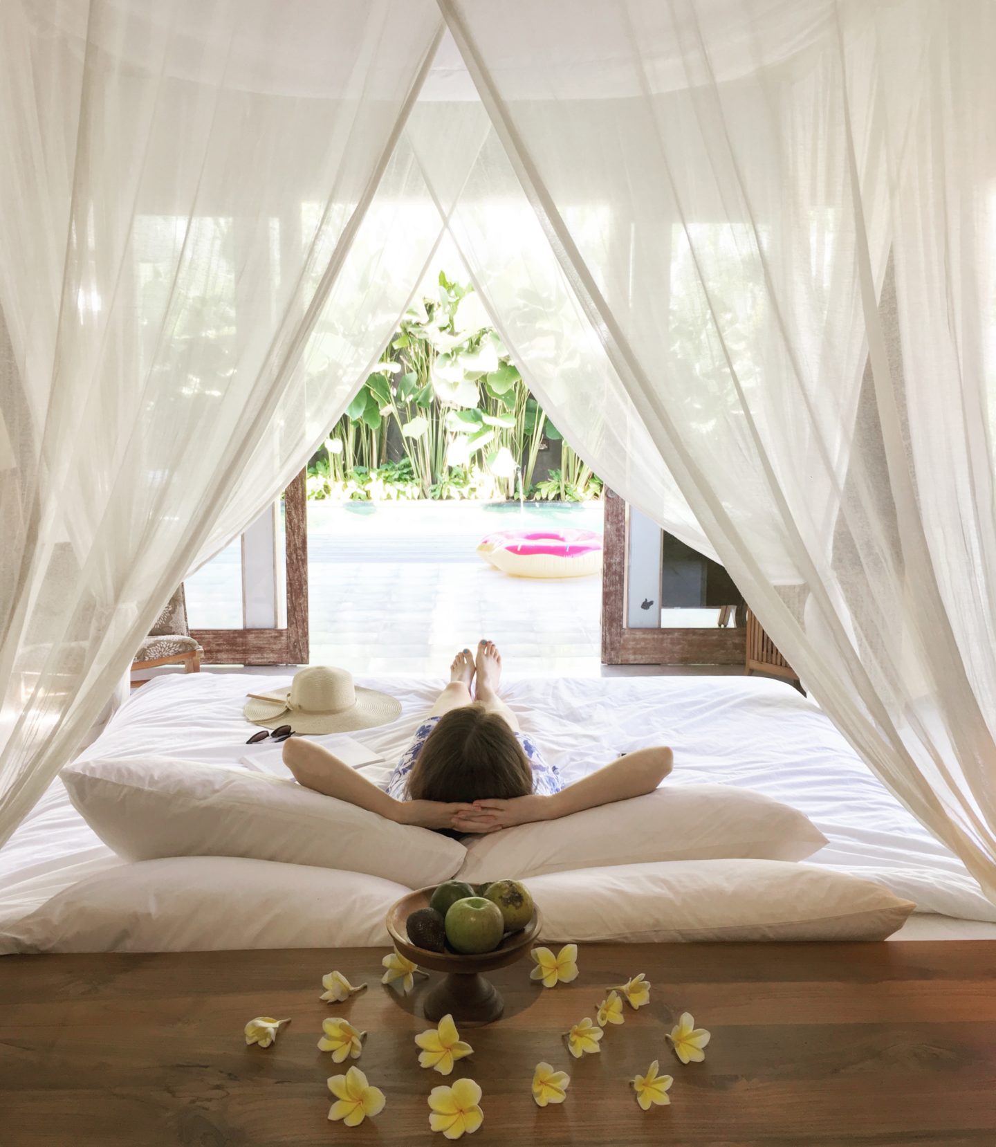 Bedroom view from Purana Boutique Resort, Ubud, Bali Indonesia.