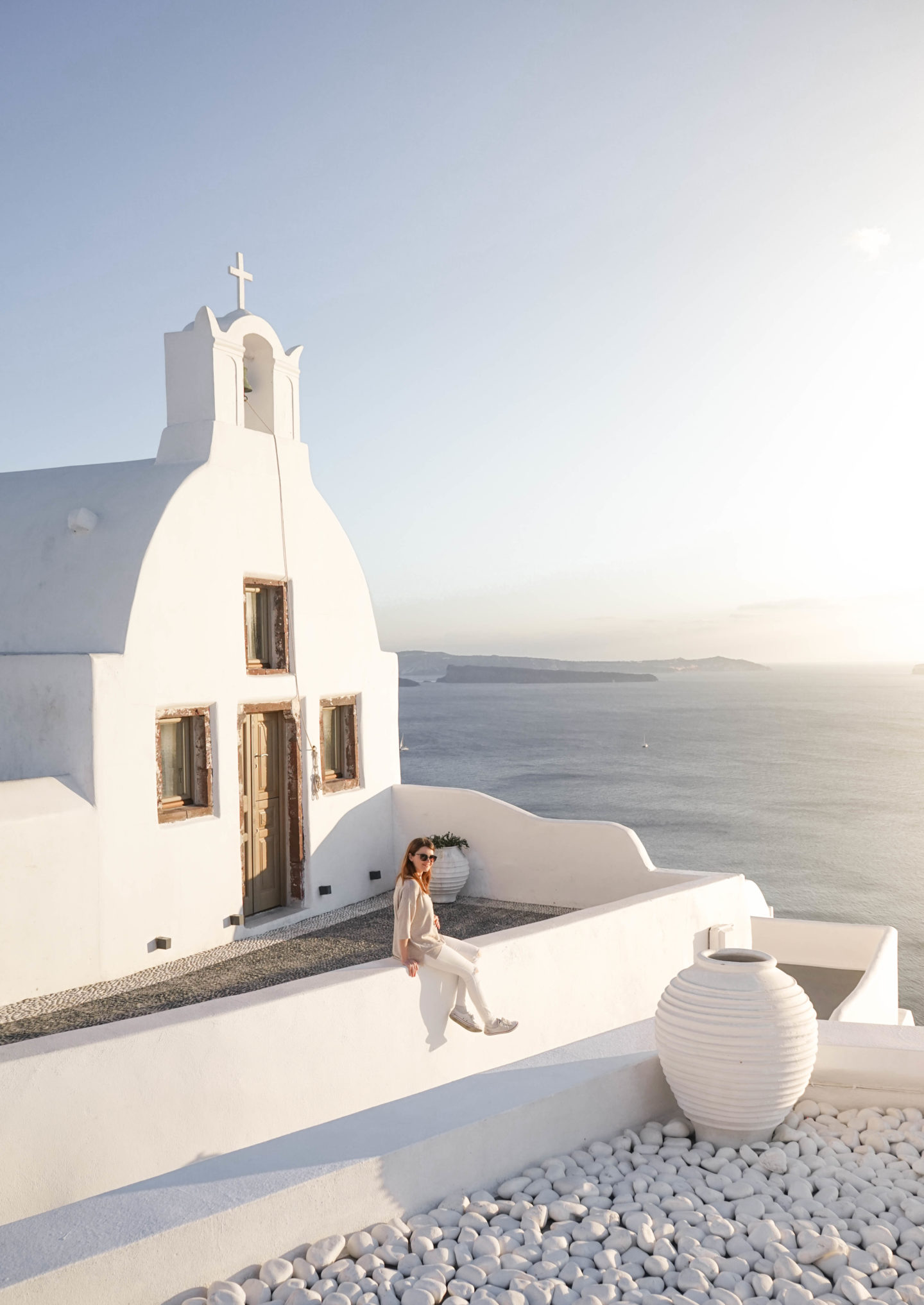 Oia, Santorini and pure whiteness just before sunset.