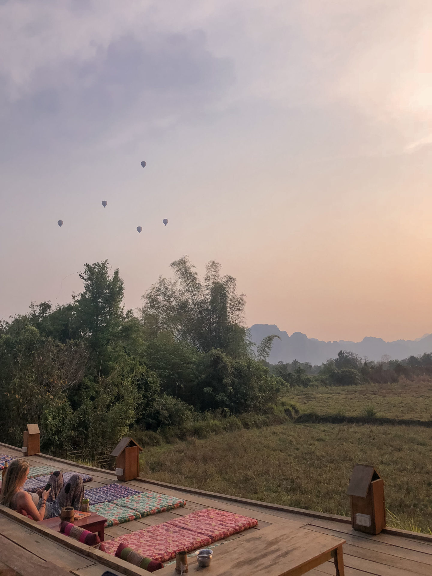 rice fields in vang vieng laos