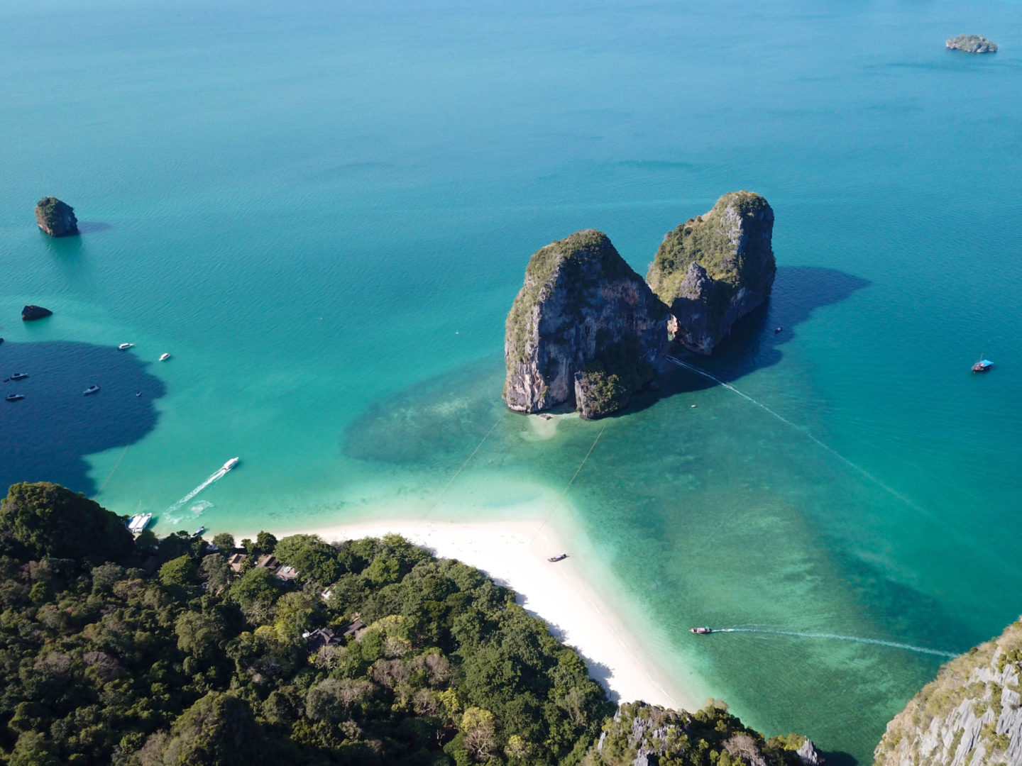 phra nang beach in krabi, drone shot