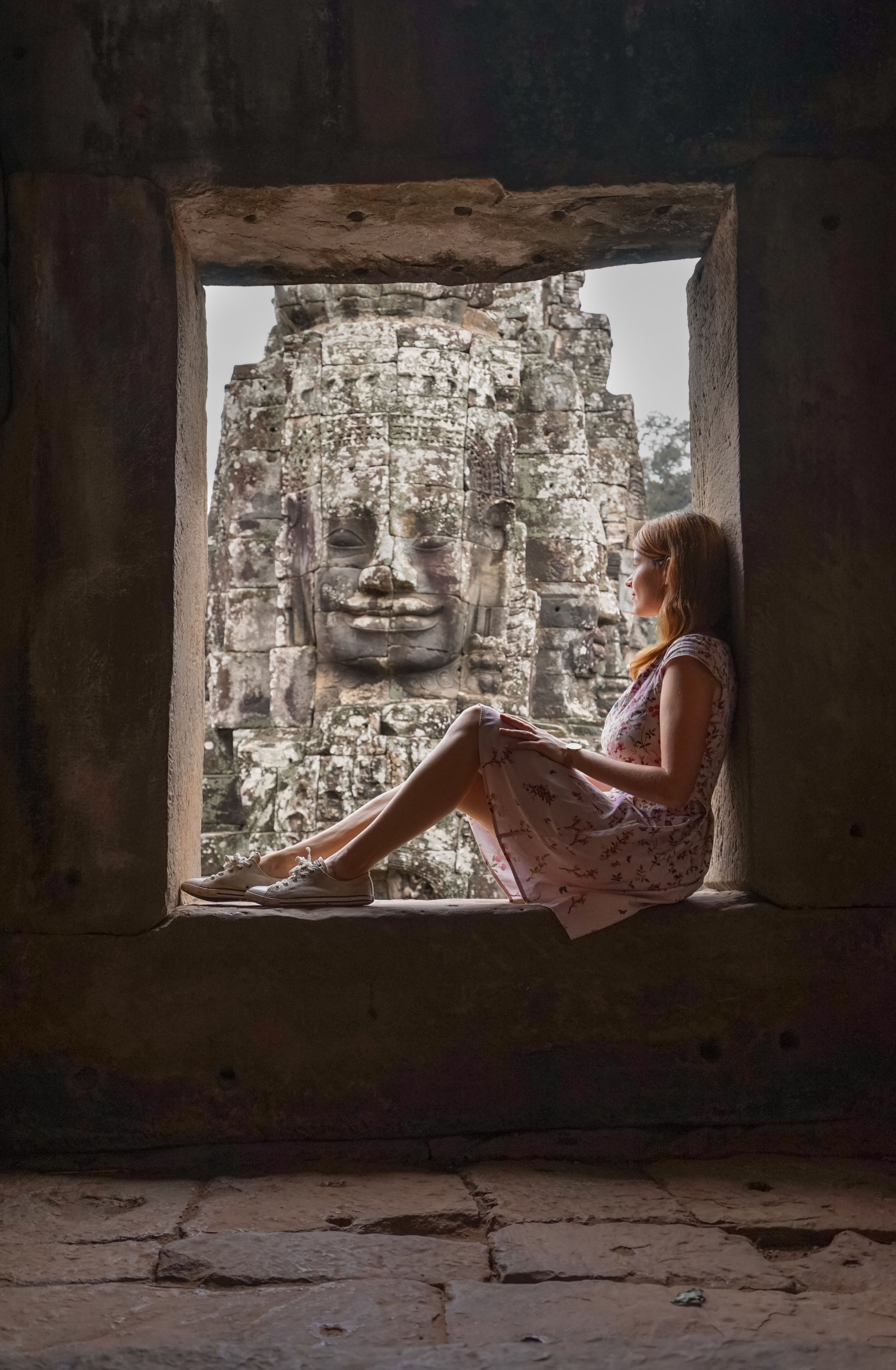 angkor wat bayon temple with faces