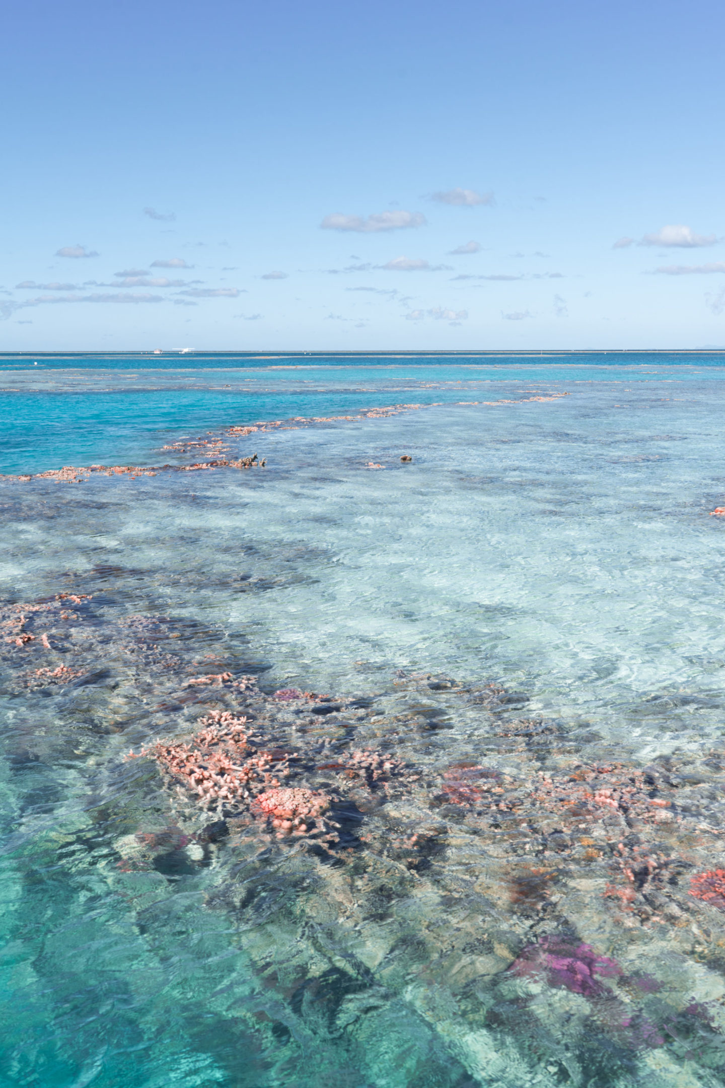 Flying and landing on the Great Barrier Reef and Whitsunday Islands - at sea level