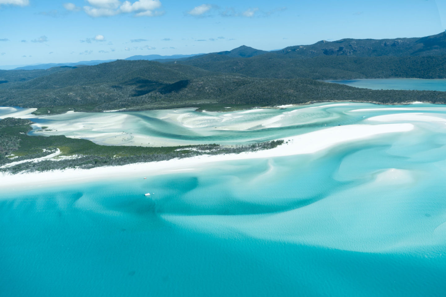 Flying and landing on the Great Barrier Reef and Whitsunday Islands - Whitehaven beach