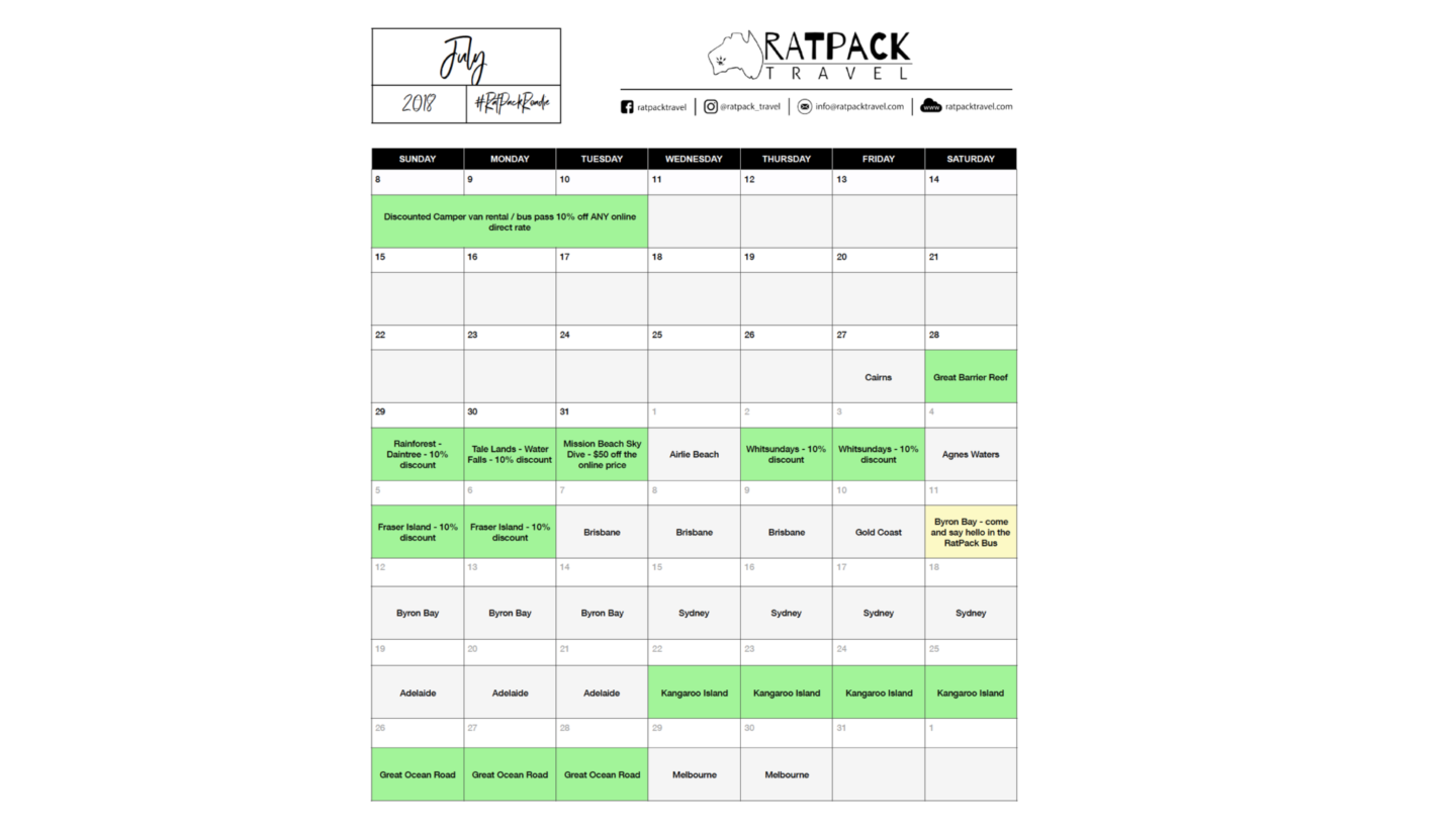 RatPack Draft Itinerary